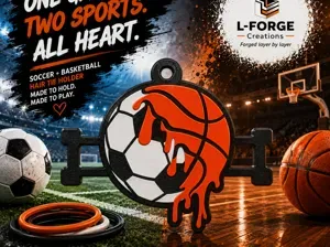 Soccer & Basketball Drip Hair Tie Holder Keychain