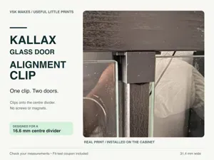 IKEA KALLAX Glass Door Clip - Dual Centre Stop