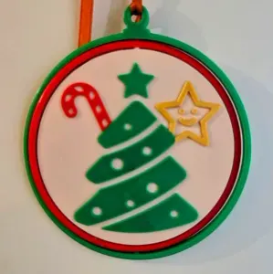 Christmas Ornament - Tree Star and Candy - 4 Color