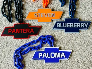 Custom name Chevy Bowtie logo chain