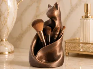 Elegant Cat Brush Organizer – Decor Tool Holder