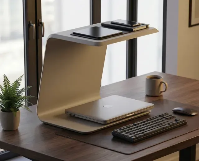 Minimalist C-Stand Laptop Dock & Desk Space Saver — Image 3 of 5