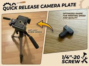 Quick release camera plate + 1/4"-20 Screw