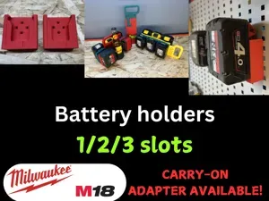 Milwaukee M18 Battery Holder - 1/2/3 slots