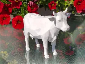 Geometric Low Poly Cow Figurine