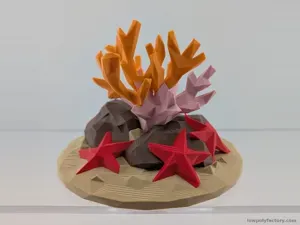 Low Poly Coral Reef Diorama — Multi/Mono-Color