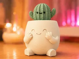 Planter "Milo" with Knitted Cactus
