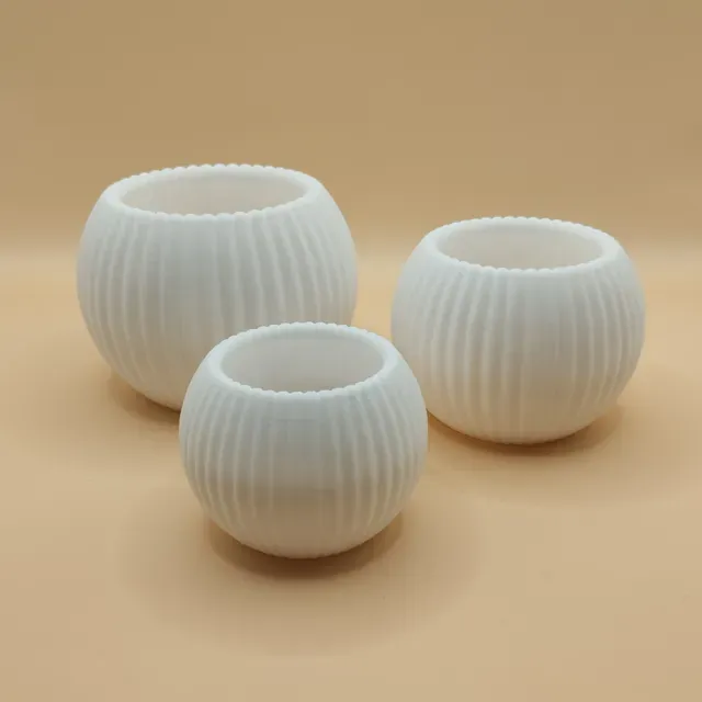 Modern Round Ribbed Candle, (LED) Tealight Holder — Image 3 of 5