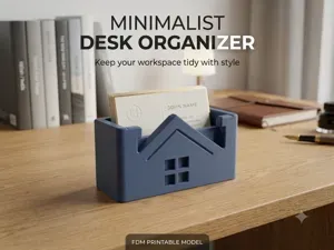 House Business Card Holder Desk Organizer