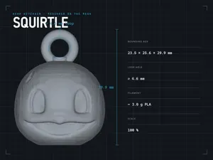 Squirtle Head Keychain — 30 mm Chibi Charm