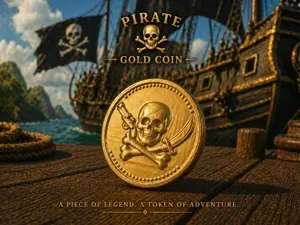 Pirate Skull Gold Coin