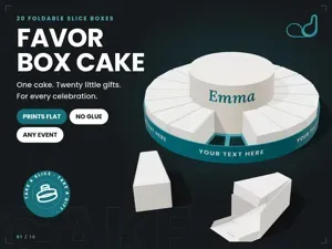 Favor Box Cake – 20 Foldable Slice Boxes