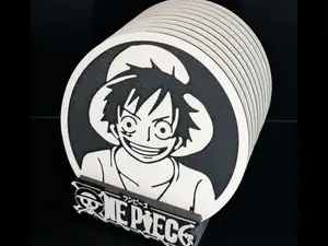 One Piece Straw hat crew coaster set with holder