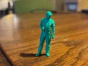 diorama miniature - overalls drink man