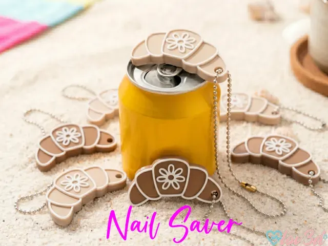 Cute Croissant Can Opener & Nail Saver Keychain