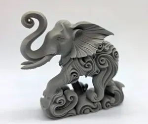 Swirl-Carved Elephant Splashing Sculpture