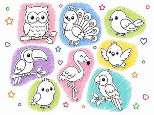 Divertidas aves para colorear