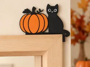 Halloween Cat & Pumpkin Door Corner – AMS