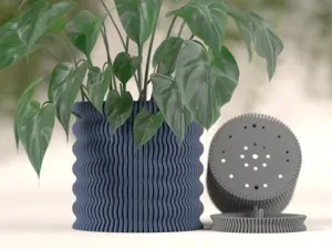 Modern Plant Pot With Hidden Drip Tray. Planter