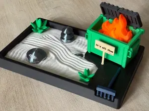 Dumpster Fire Zen Garden with Tea Candle Fire!