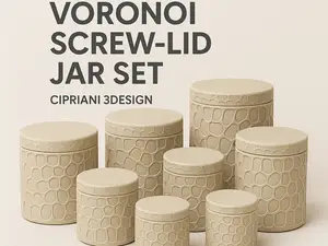 SET of Voronoi Screw-Lid Jar Set Elegant Textured