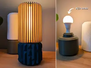Moderne Lampe mit 3D Gedruckten oder Holzelementen