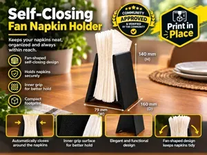 Self-Closing Fan Napkin Holder Print in Place