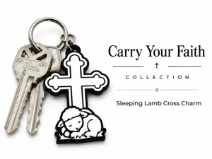 Sleeping Lamb Cross Charm