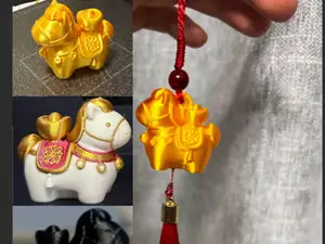 马上来财|小马驼金|金元宝|马年大吉|马年雕塑(挂绳孔版本已释放，可制作流苏)