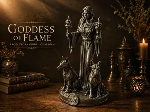 Hecate Goddess Statue -Miniature with Hounds