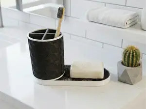 Modern and Geometric Soap Dish & Toothbrush Holder