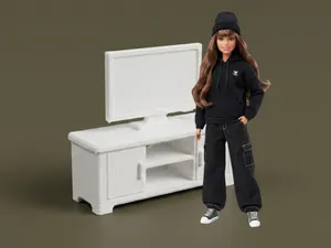 TV Stand with Television – Dollhouse Set