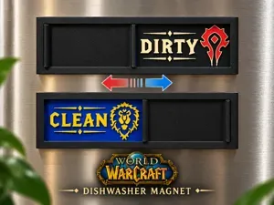 Sliding WoW-Themed Dishwasher Magnet Clean/Dirty