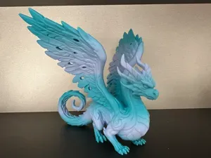 A dragon with feathered wings