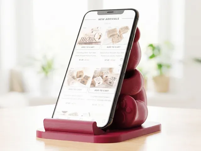 Cute Teddy Bear Phone Stand Hugging Heart #41 — Image 2 of 3