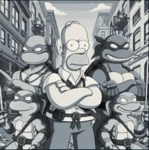 Simpsons with TMNT - Hueforge 4 color filament painting