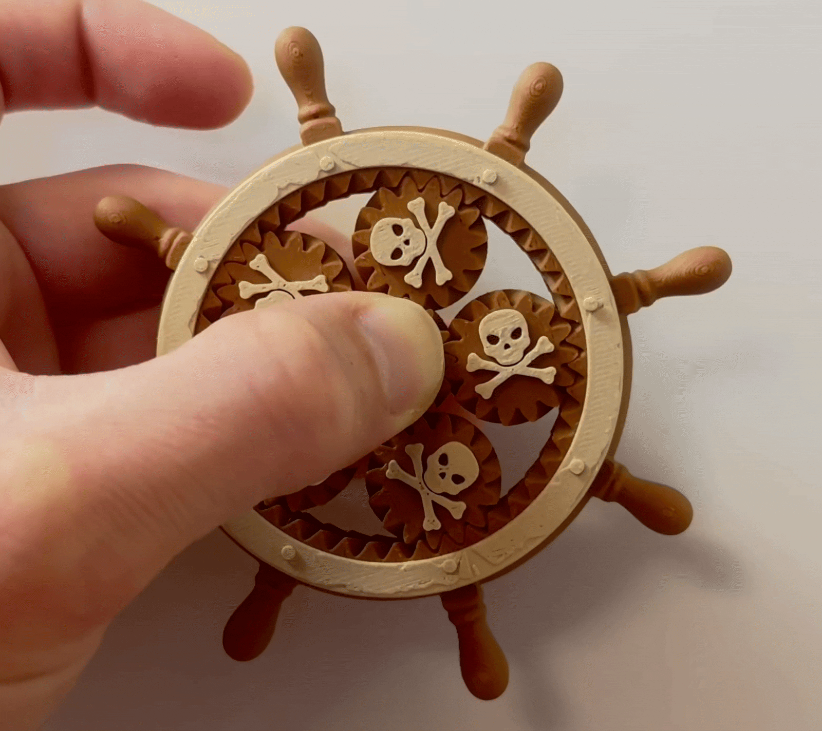 Pirate Ship Helm Jolly Roger Gears Fidget Spinner