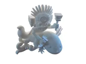 Tlaloc Riding the Axolotl – Aztec God Figurine