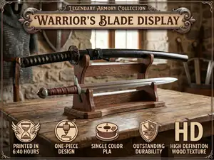 Warriors Blade Display - Realistic Wood Grain - 