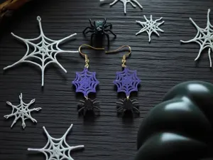 Spider and cobweb earrings