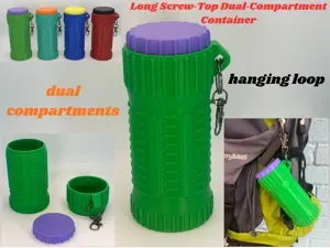 Long Screw‑Top Dual‑Compartment Container
