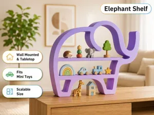 Elephant Shelf Buddy – Wall & Tabletop Toy Display