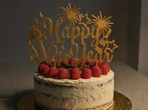 HAPPY NEW YEAR Modern Outline Cake Topper