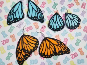Monarch Butterfly Wing Earrings, Quick Printing