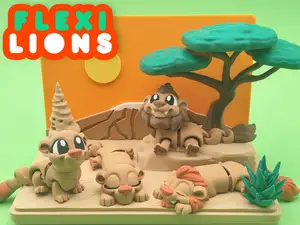 Flexi Figures - Lion Playset - Articulated