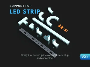 LED Strip Holder v2.1 Guides Diffusers Parametric