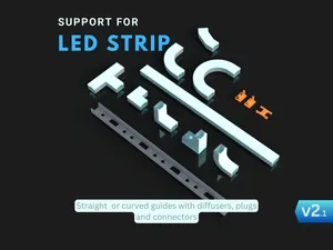 LED Strip Holder v2.1 Guides Diffusers Parametric