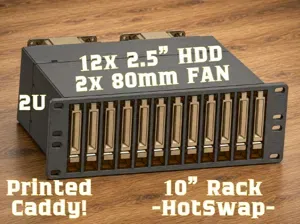 10" Rack 2U 12x 2.5" caddy HDD HotSwap module