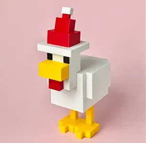 Minecraft chicken Christmas hat