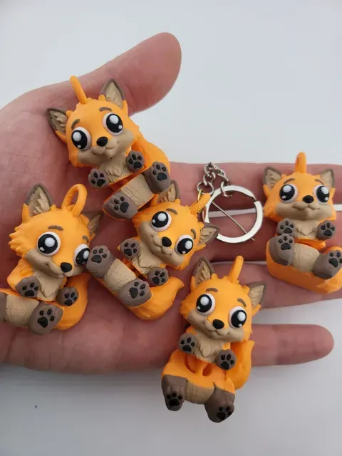 Fox Keychain Kawaii Flexi Toy Articulated Fidget — Image 2 of 8